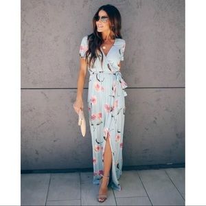Floral Bardot Wrap Maxi Dress